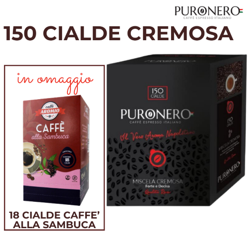 150 CIALDE MISCELA CREMOSA PURONERO E 18 CIALDE CAFFÈ ALLA SAMBUCA MYWISH IN OMAGGIO