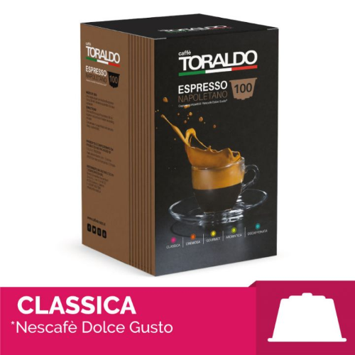 100 CAPSULE CAFFÈ TORALDO MISCELA CLASSICA COMP. CON NESCAFÈ DOLCE GUSTO