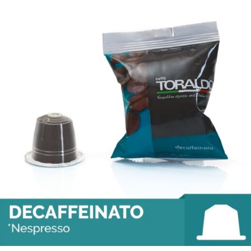 100 CAPSULE CAFFÈ TORALDO MISCELA DECAFFEINATO COMP. CON NESPRESSO