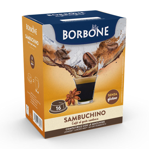 16 CAPSULE SAMBUCHINO CAFFÈ BORBONE COMPATIBILE CON LAVAZZA A MODO MIO 
